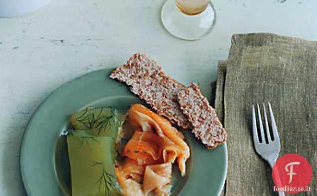 Gravlak di salmerino artico con gelatina di cetriolo
