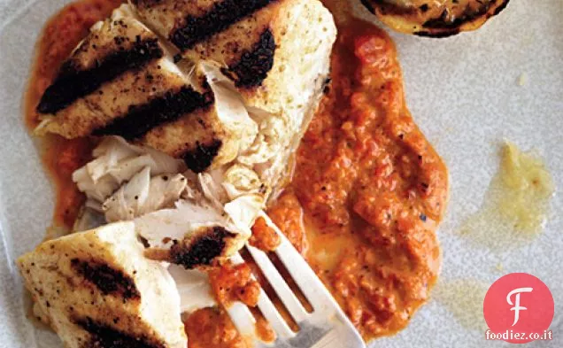 Halibut alla griglia con peperoncino alla griglia Harissa