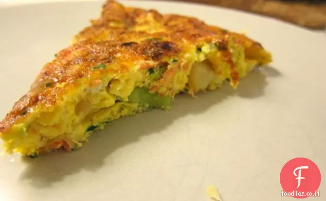 Porro di patate e frittata di salmone