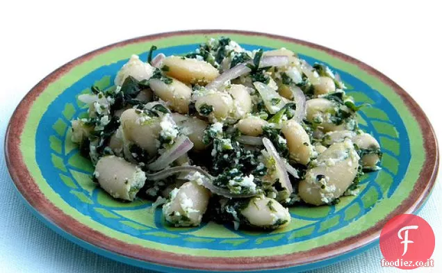 Insalata di aglio, fagioli bianchi e spinaci