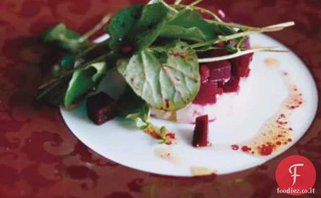 Tartare di Zibellino affumicato con barbabietole e crescione