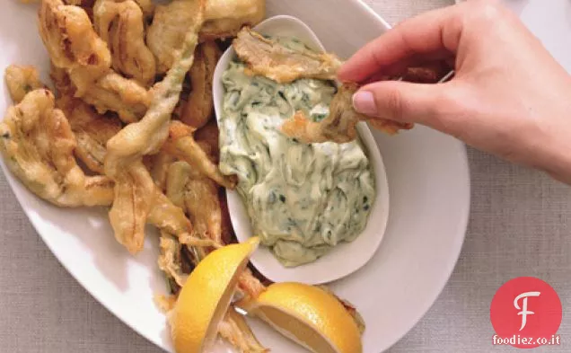 Frittelle di carciofi con salsa verde Dea immersione