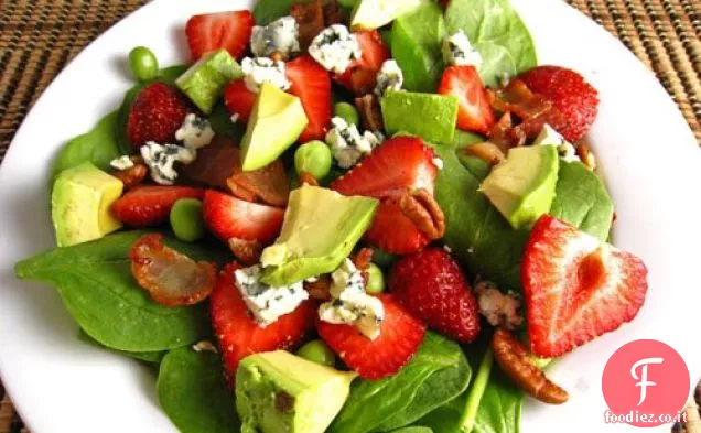 Insalata di fragole e Avocado Spinaci in Vinaigrette balsamica al lampone