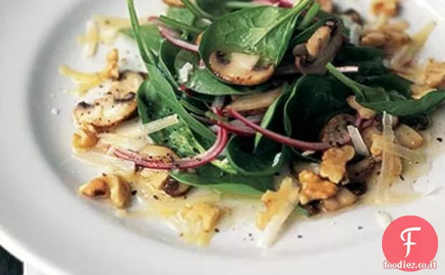 Insalata di spinaci con funghi caldi al limone