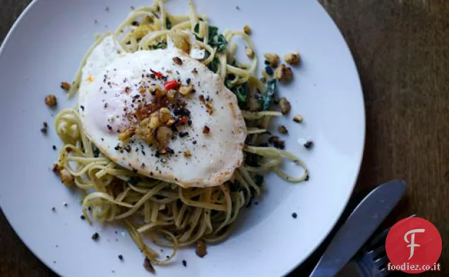 Spaghetti con Spinaci e noci