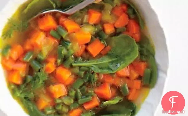 Zuppa di carote e spinaci con aneto