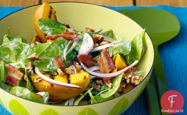 Insalata di spinaci con Pesche grigliate