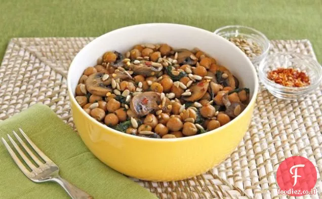 Sauté di ceci, Spinaci e funghi