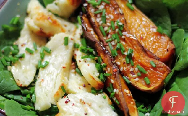 Spinaci, Halloumi e zucca glassata