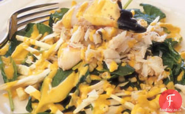 Insalata di spinaci e granchio di pietra
