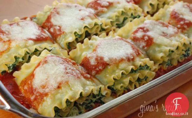Involtini di lasagne agli spinaci