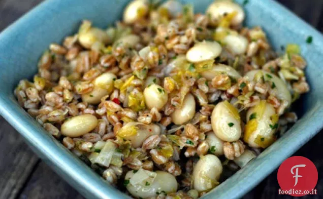 Farro, fagioli bianchi e insalata di limone conservata