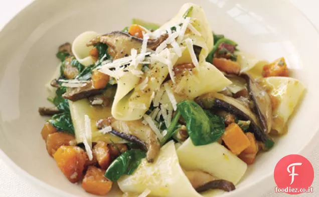Pappardelle Con Zucca, Funghi e Spinaci