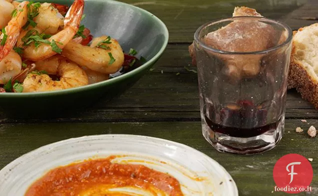 Gamberi saltati e Romesco alla Nocciola