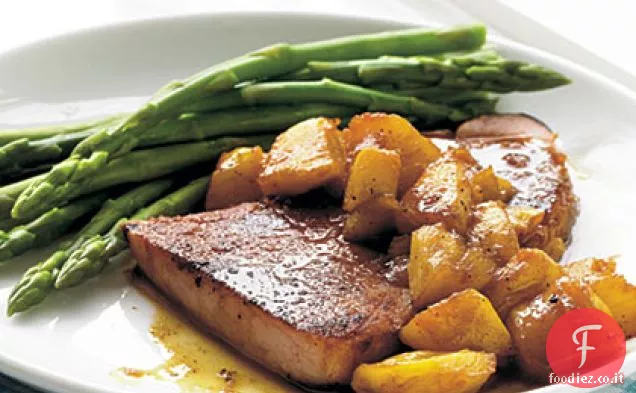 Padella-Prosciutto alla griglia con Ananas glassato