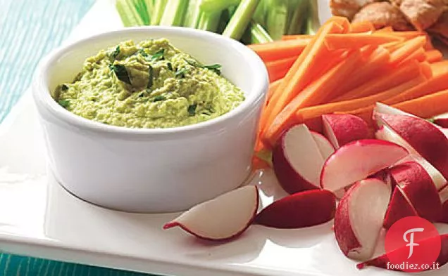 Hummus Edamame con patatine fatte in casa