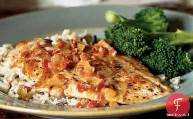 Pollo con salsa di sidro e pancetta