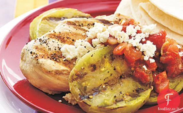 Pollo alla griglia a sud del confine e pomodori verdi