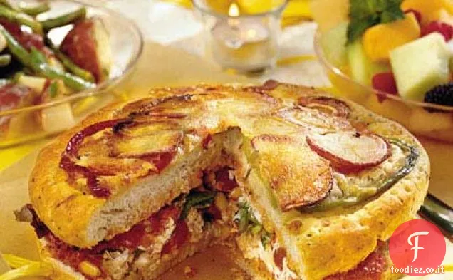 Focaccia Ripiena con Vinaigrette al Pepe Arrosto