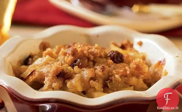Crumble di mele con uvetta dorata