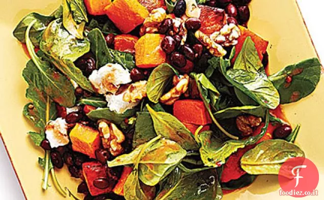 Zucca e insalata di fagioli neri affumicati