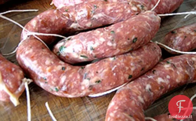 Cuocere il Libro: Spiedini di salsiccia di maiale con Bocconcini e Pomodorini