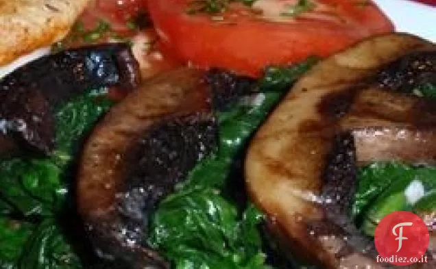 Portobelli saltati e spinaci