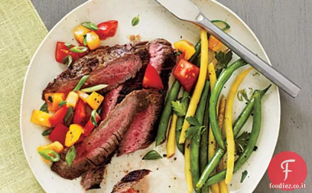 Bistecca al fianco pepato e salsa