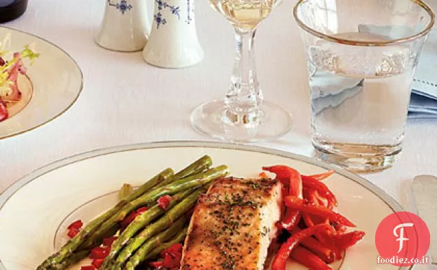 Salmone caramellato all'acero e all'aglio