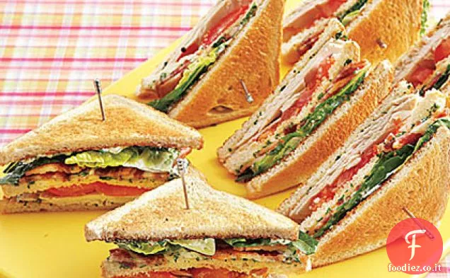 Turkey Club Sandwich con maionese alle erbe