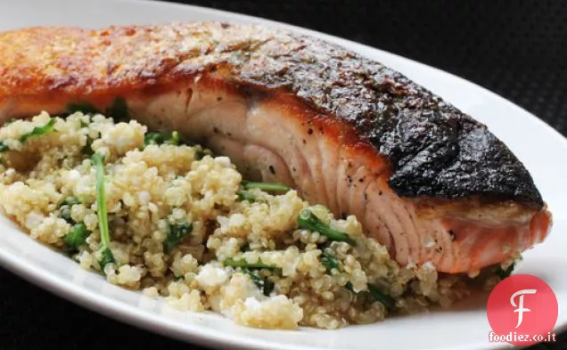 Padella Salmone con Quinoa, Feta e rucola