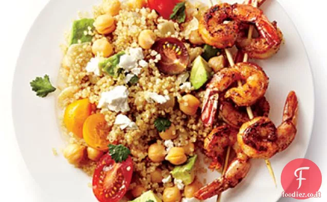 Gamberi piccanti alla griglia con insalata di quinoa