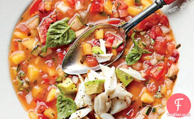Gazpacho estivo con insalata di avocado West Indies