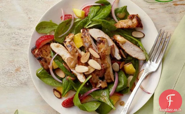 Insalata di spinaci al mango e balsamico con pollo