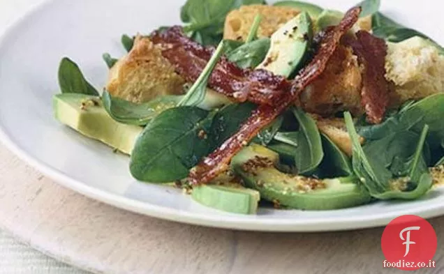 Insalata di pancetta, avocado e spinaci