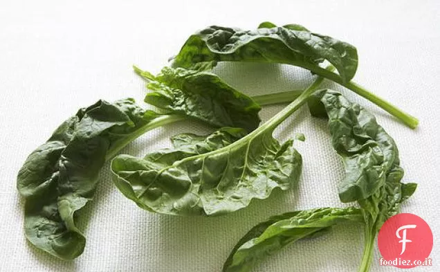 Animelle grigliate su spinaci appassiti con condimento di pancetta in agrodolce