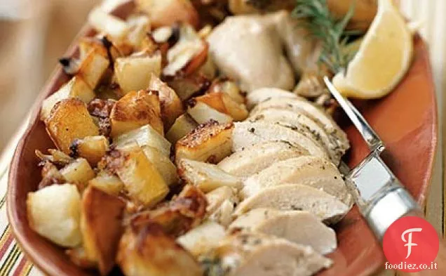 Pollo arrosto al limone e rosmarino con patate