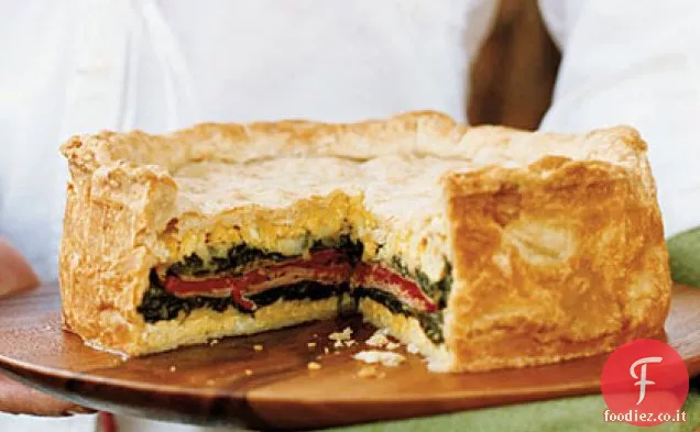 Torta a strati con Prosciutto, Provolone, Spinaci ed erbe aromatiche