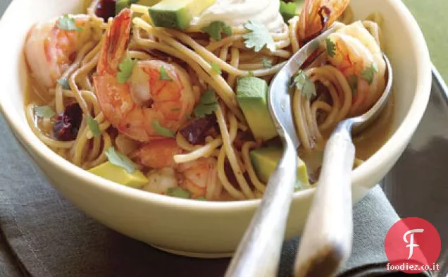 Zuppa di gamberetti, Ancho Cile e pasta (Sopa seca de Camarones y Fideos)