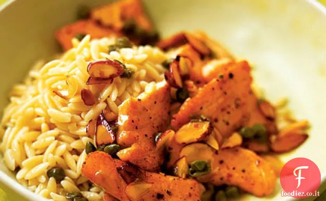 Capesante di Salmone con Mandorle Orzo