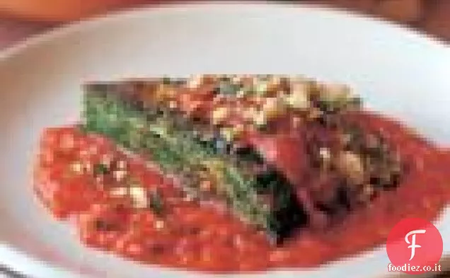 Frittata di spinaci con salsa di pomodoro