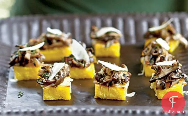 Tartine di polenta ai funghi