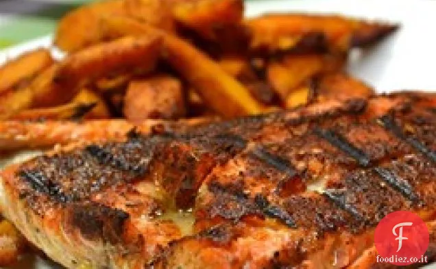 Filetti di salmone anneriti