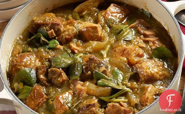 Maiale e portulaca in salsa verde piccante