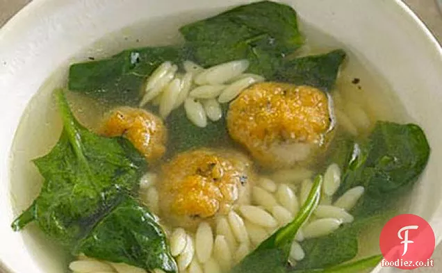 Zuppa di polpette di pollo e Orzo