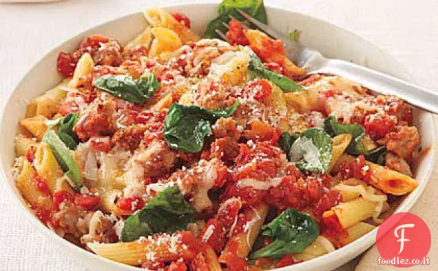 Penne con Spinaci e Salsiccia