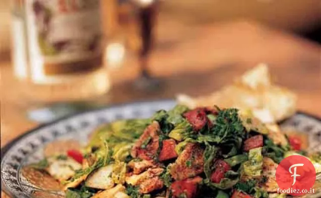 Fattoosh Erba mista e insalata di pita tostato