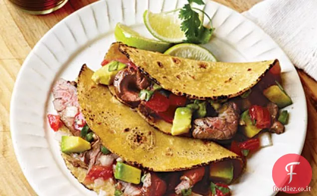 Tacos di Carne Asada con Avocado Pico de Gallo