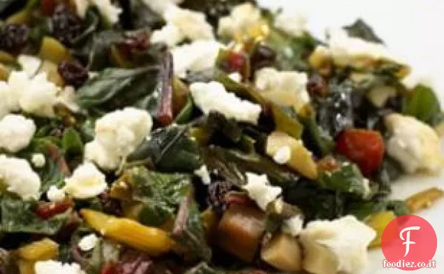 Bietola con olive verdi, ribes e formaggio di capra