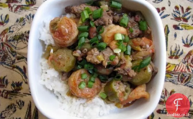 Gumbo di gamberi, Andouille e gombo